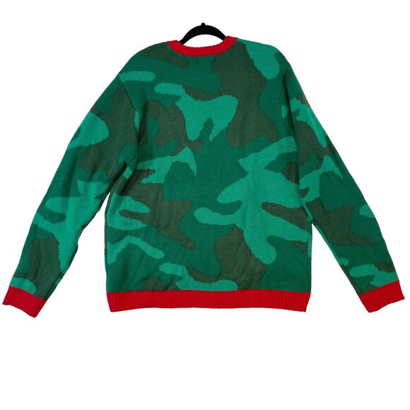 Blizzard Bay Ugly Christmas Sweater Men XL Camo Santa's Drinking Squad Brewdolph - Picture 3 of 7